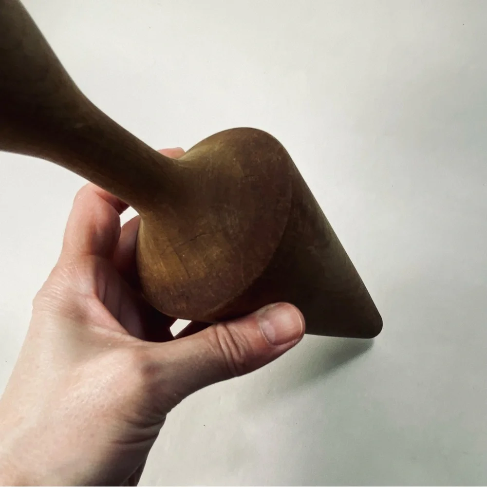 Vintage Primitive Rustic Wooden Cone-shaped Pestle or Masher